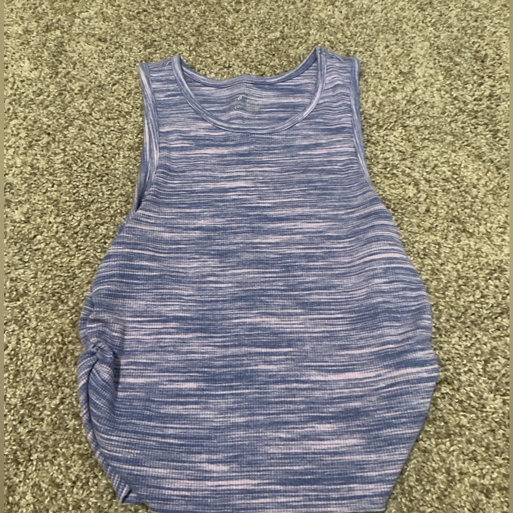 Aerie Rib Purple Tank Top medium with Ruched Sides
